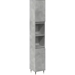 vidaXL Badkamerkast 30x30x190 cm bewerkt hout betongrijs