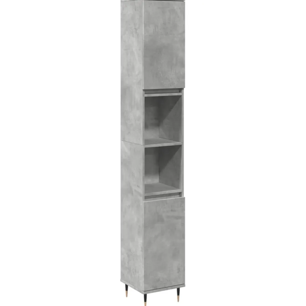 vidaXL Badkamerkast 30x30x190 cm bewerkt hout betongrijs