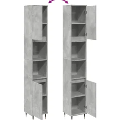 vidaXL Badkamerkast 30x30x190 cm bewerkt hout betongrijs