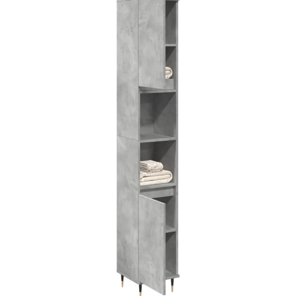 vidaXL Badkamerkast 30x30x190 cm bewerkt hout betongrijs
