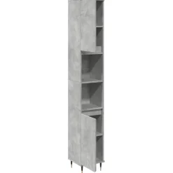 vidaXL Badkamerkast 30x30x190 cm bewerkt hout betongrijs