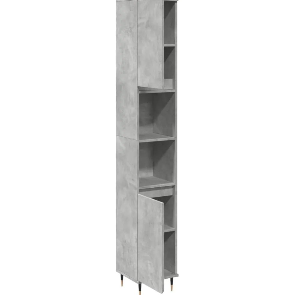 vidaXL Badkamerkast 30x30x190 cm bewerkt hout betongrijs