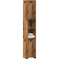 vidaXL Badkamerkast 30x30x183,5 cm bewerkt hout oud houtkleurig