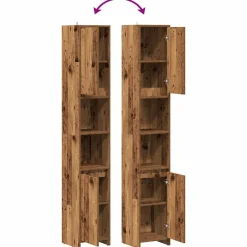 vidaXL Badkamerkast 30x30x183,5 cm bewerkt hout oud houtkleurig