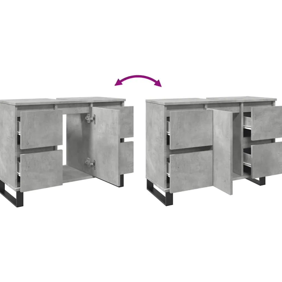 vidaXL Badkamerkast 80x33x60 cm bewerkt hout betongrijs