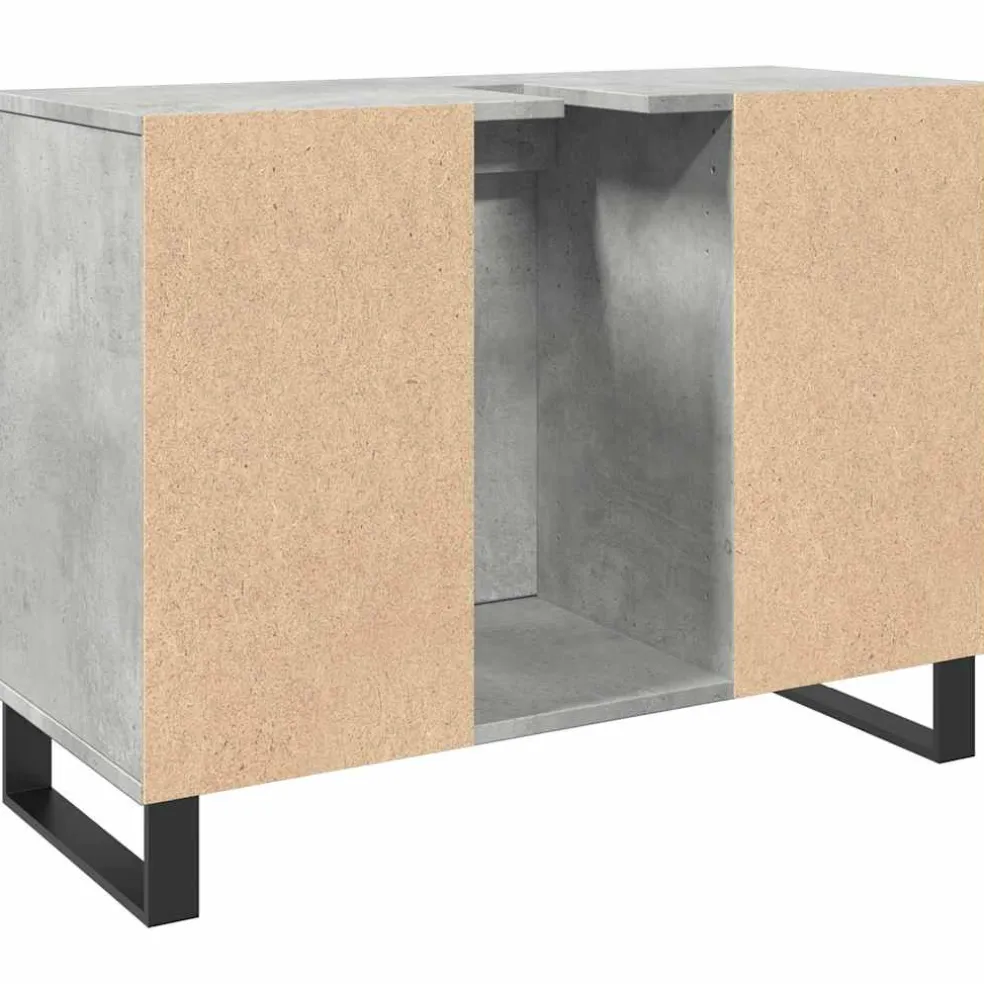 vidaXL Badkamerkast 80x33x60 cm bewerkt hout betongrijs