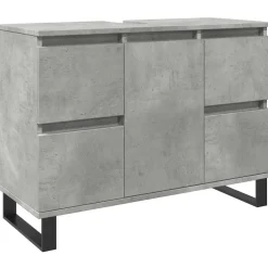 vidaXL Badkamerkast 80x33x60 cm bewerkt hout betongrijs