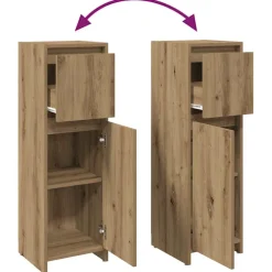 vidaXL Badkamerkast 30x30x95 cm bewerkt hout artisanaal eikenkleur