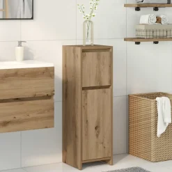 vidaXL Badkamerkast 30x30x95 cm bewerkt hout artisanaal eikenkleur