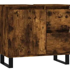 vidaXL Badkamerkast 65x33x60 cm bewerkt hout gerookt eikenkleurig
