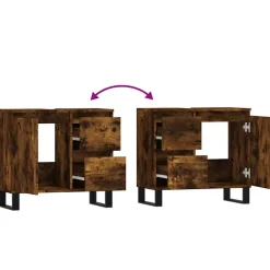 vidaXL Badkamerkast 65x33x60 cm bewerkt hout gerookt eikenkleurig