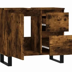 vidaXL Badkamerkast 65x33x60 cm bewerkt hout gerookt eikenkleurig