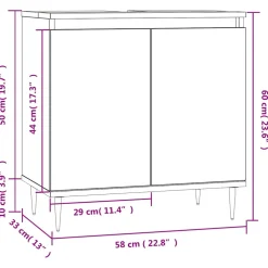 vidaXL Badkamerkast 58x33x60 cm bewerkt hout betongrijs