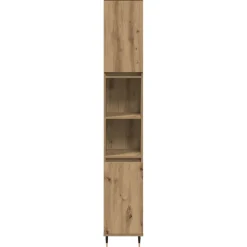 vidaXL Badkamerkast 30x30x190 cm bewerkt hout artisanaal eikenkleurig