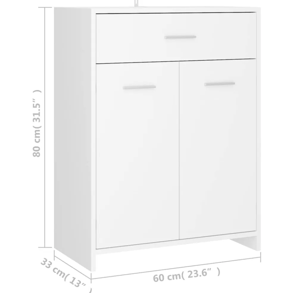vidaXL Badkamerkast 60x33x80 cm bewerkt hout wit