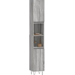 vidaXL Badkamerkast 30x30x190 cm bewerkt hout grijs sonoma eikenkleur