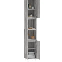 vidaXL Badkamerkast 30x30x190 cm bewerkt hout grijs sonoma eikenkleur