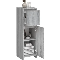 vidaXL Badkamerkast 30x30x95 cm bewerkt hout grijs sonoma eikenkleurig