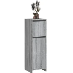 vidaXL Badkamerkast 30x30x95 cm bewerkt hout grijs sonoma eikenkleurig