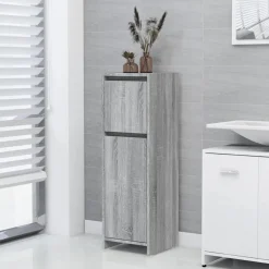vidaXL Badkamerkast 30x30x95 cm bewerkt hout grijs sonoma eikenkleurig
