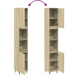 vidaXL Badkamerkast 30x30x190 cm bewerkt hout sonoma eikenkleurig