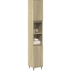 vidaXL Badkamerkast 30x30x190 cm bewerkt hout sonoma eikenkleurig