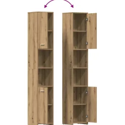 vidaXL Badkamerkast 30x30x183,5 cm bewerkt hout artisanaal eikenkleur