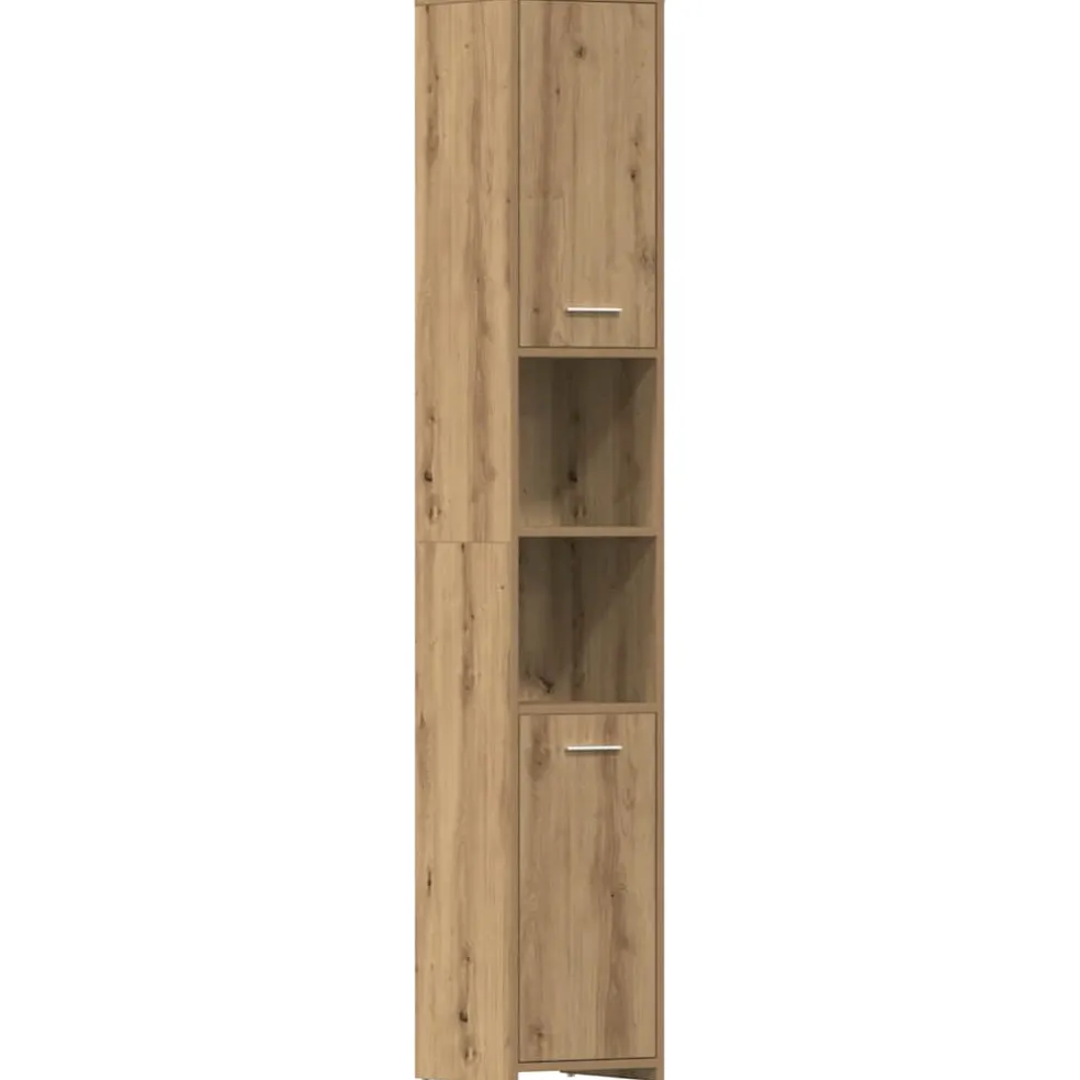 vidaXL Badkamerkast 30x30x183,5 cm bewerkt hout artisanaal eikenkleur