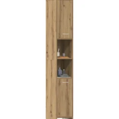 vidaXL Badkamerkast 30x30x183,5 cm bewerkt hout artisanaal eikenkleur