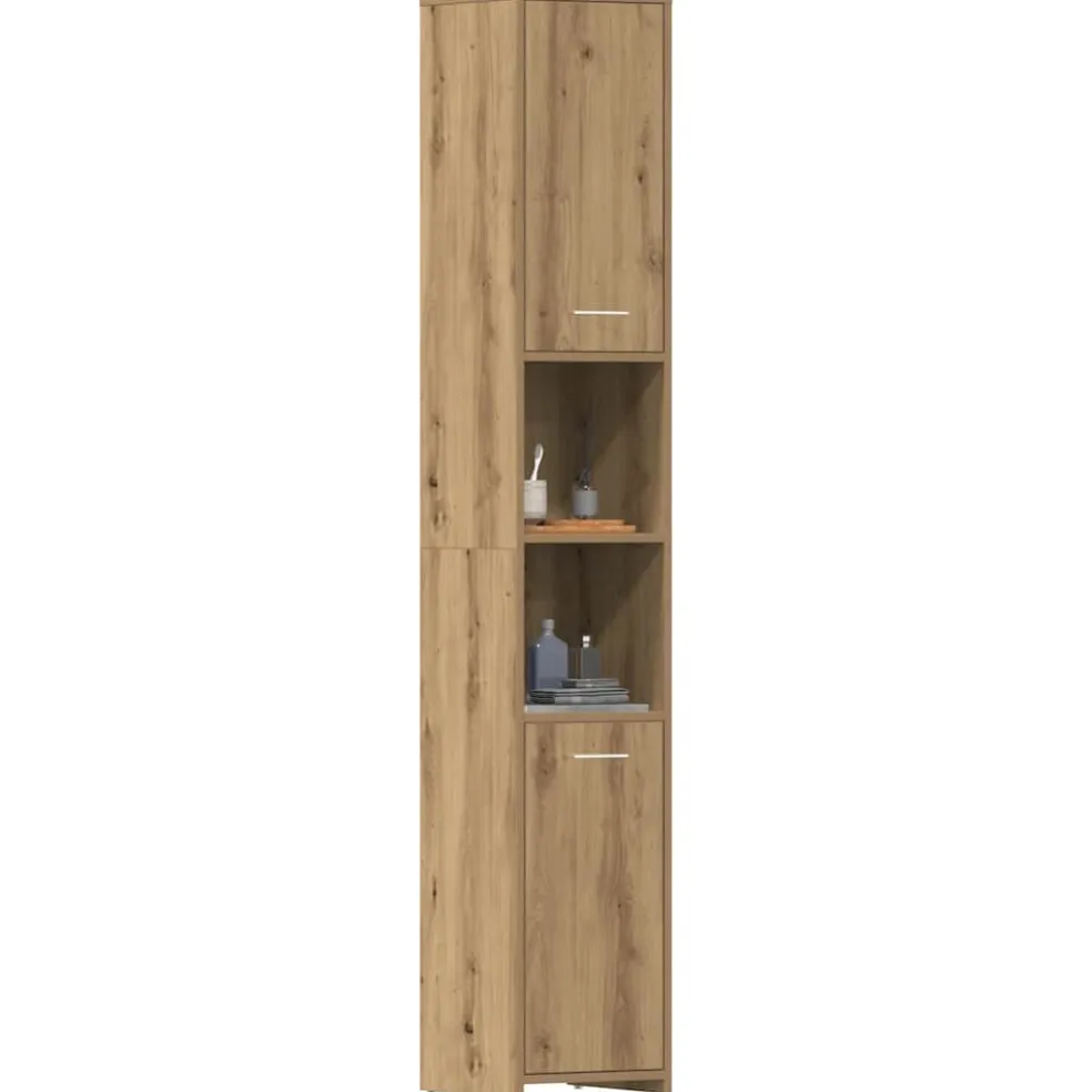 vidaXL Badkamerkast 30x30x183,5 cm bewerkt hout artisanaal eikenkleur