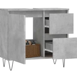 vidaXL Badkamerkast 65x33x60 cm bewerkt hout betongrijs