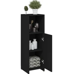 vidaXL Badkamerkast 30x30x95 cm bewerkt hout zwart