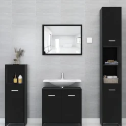 vidaXL Badkamerkast 30x30x95 cm bewerkt hout zwart