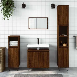vidaXL Badkamerkast 58x33x60 cm bewerkt hout bruin eikenkleur