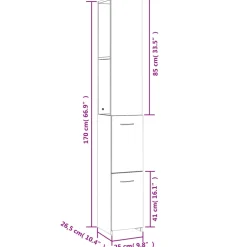 vidaXL Badkamerkast 25x26,5x170 cm bewerkt hout wit
