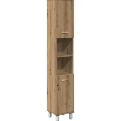 vidaXL Badkamerkast 30x30x179 cm bewerkt hout artisanaal eikenkleurig