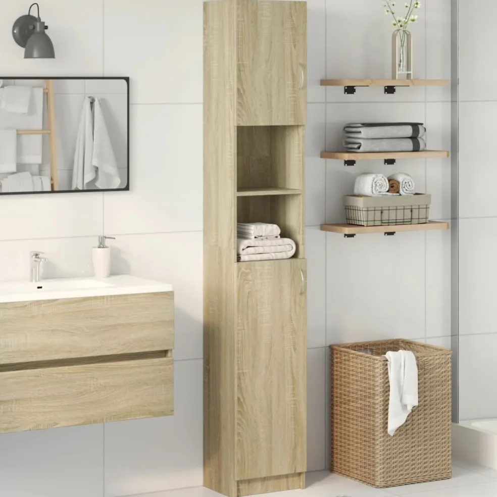 vidaXL Badkamerkast 32x25,5x190 cm spaanplaat sonoma eikenkleurig