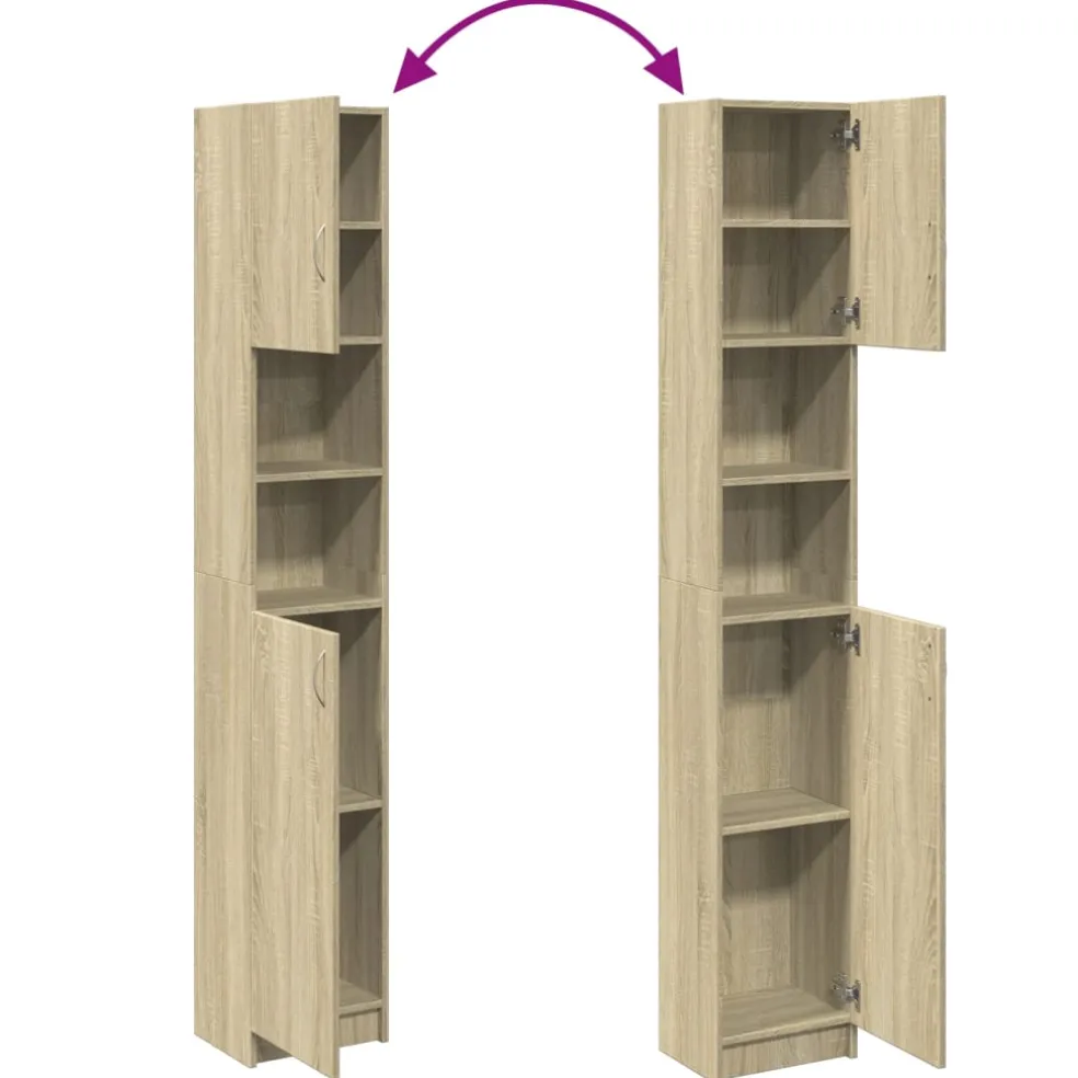 vidaXL Badkamerkast 32x25,5x190 cm spaanplaat sonoma eikenkleurig