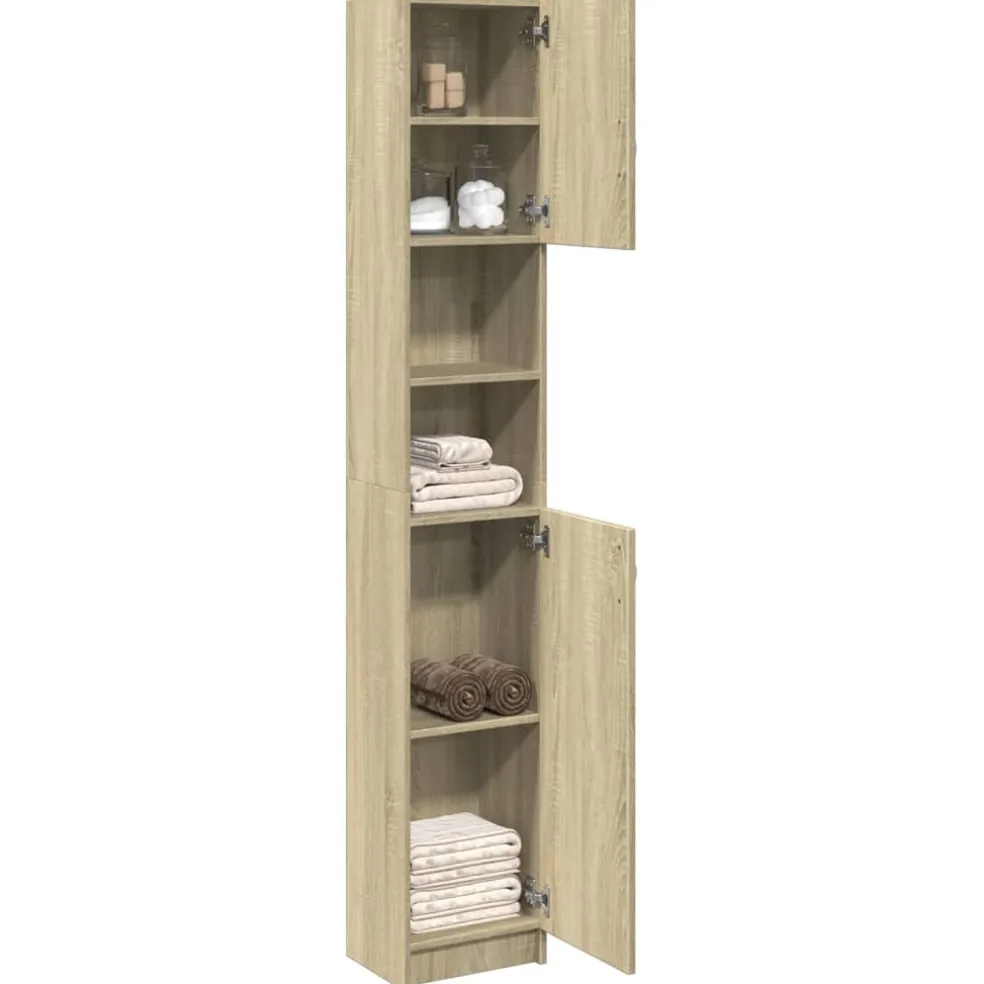 vidaXL Badkamerkast 32x25,5x190 cm spaanplaat sonoma eikenkleurig