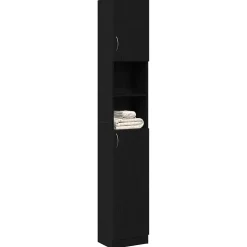 vidaXL Badkamerkast 32x25,5x190 cm spaanplaat zwart eikenkleurig