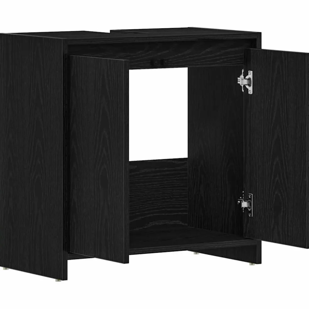 vidaXL Badkamerkast 60x33x60 cm spaanplaat zwart eikenkleurig