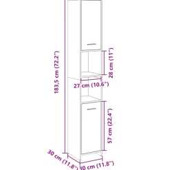 vidaXL Badkamerkast 30x30x183,5 cm spaanplaat sonoma eikenkleurig