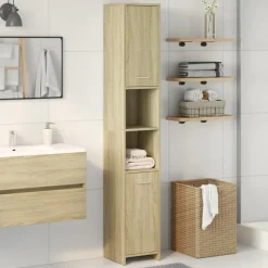 vidaXL Badkamerkast 30x30x183,5 cm spaanplaat sonoma eikenkleurig