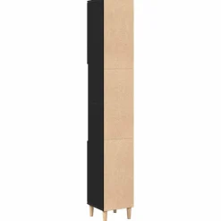 vidaXL Badkamer Kast Zwart Eiken 30 x 30 x 190 cm Bewerkt hout