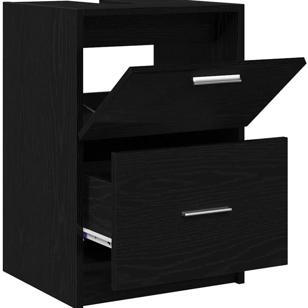 vidaXL Badkamer Kast Zwart Eiken 40 x 37 x 59 cm Bewerkt hout