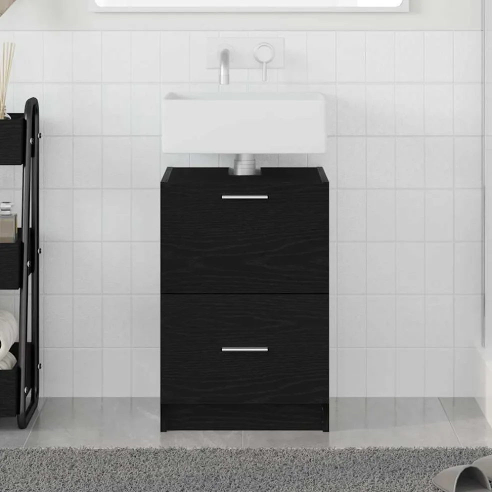 vidaXL Badkamer Kast Zwart Eiken 40 x 37 x 59 cm Bewerkt hout