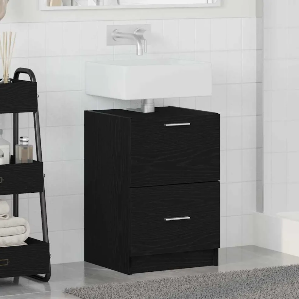 vidaXL Badkamer Kast Zwart Eiken 40 x 37 x 59 cm Bewerkt hout