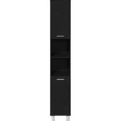 vidaXL Badkamer Kast Zwart Eiken 30 x 30 x 179 cm Bewerkt hout