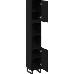 vidaXL Badkamer Kast Zwart Eiken 30 x 30 x 190 cm Bewerkt hout