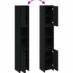 vidaXL Badkamer Kast Zwart Eiken 30 x 30 x 183,5 cm Bewerkt hout